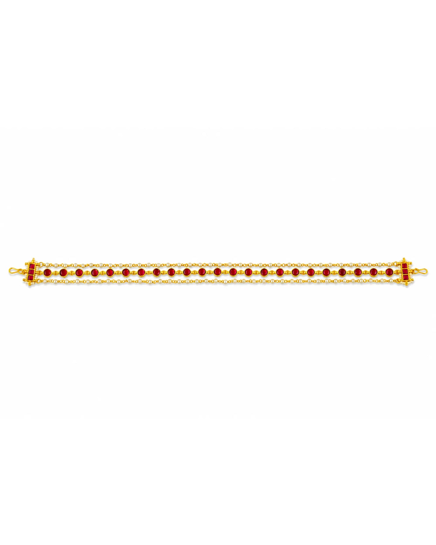 Kundan Sheeshpatti Bridal Matha Patti with Red Stones & Pearls | Traditional Indian Head Jewelry | Wedding Maang Tikka Hair Accessory
