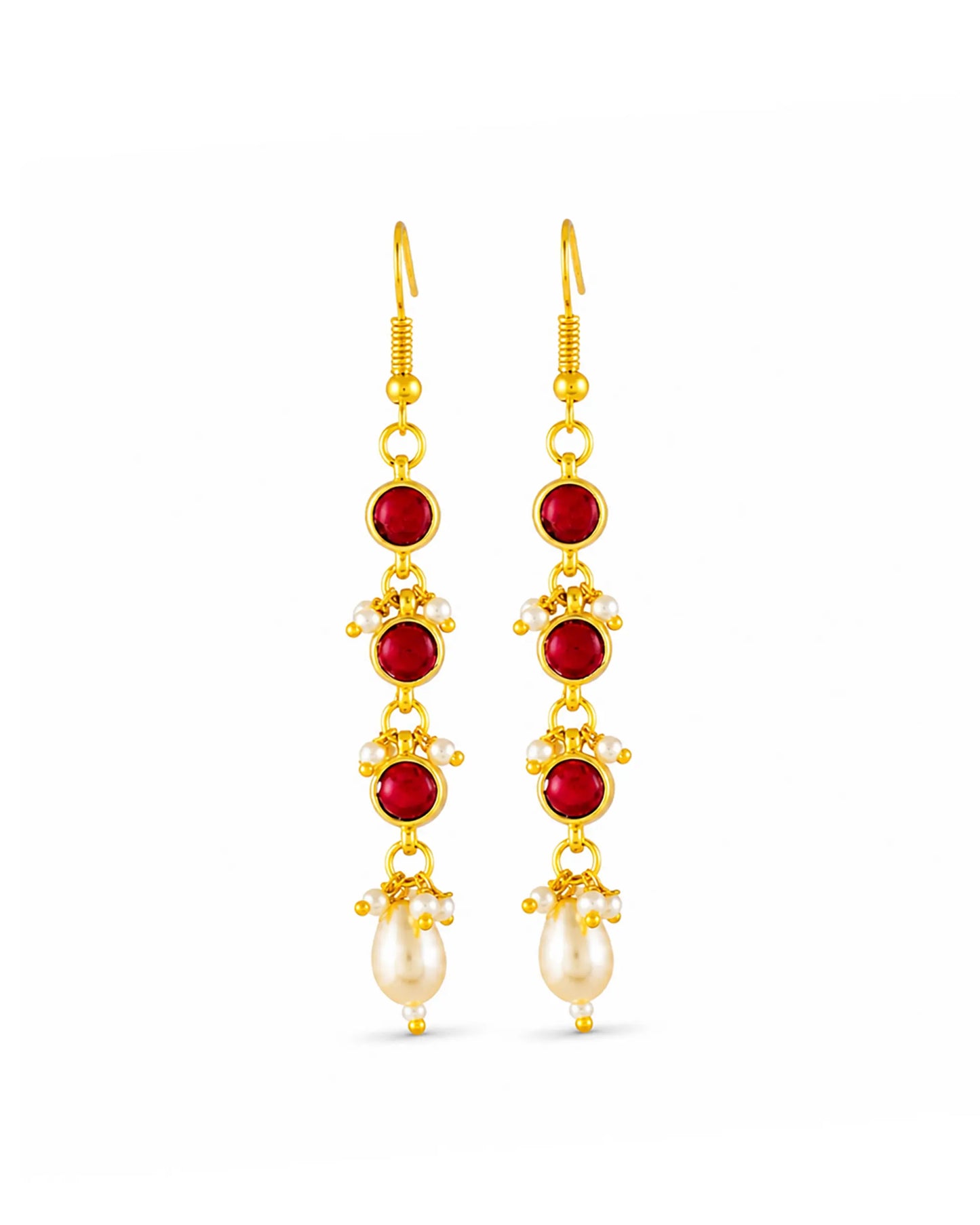 Red Stone Gold Necklace, Indian Bridal Necklace, Kundan Style Pearl Drop Necklace, Wedding Jewelry, Traditional Statement Choker