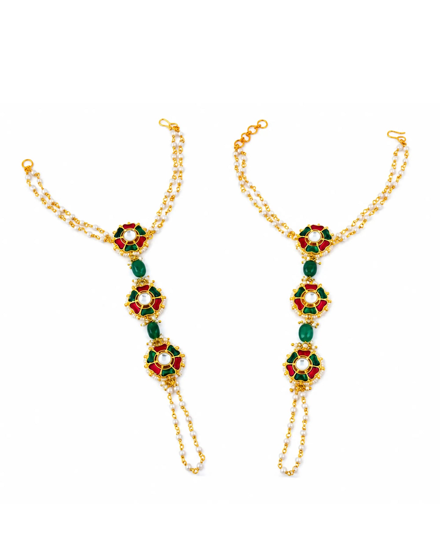 Kundan Pearl Hathphool Hand Harness