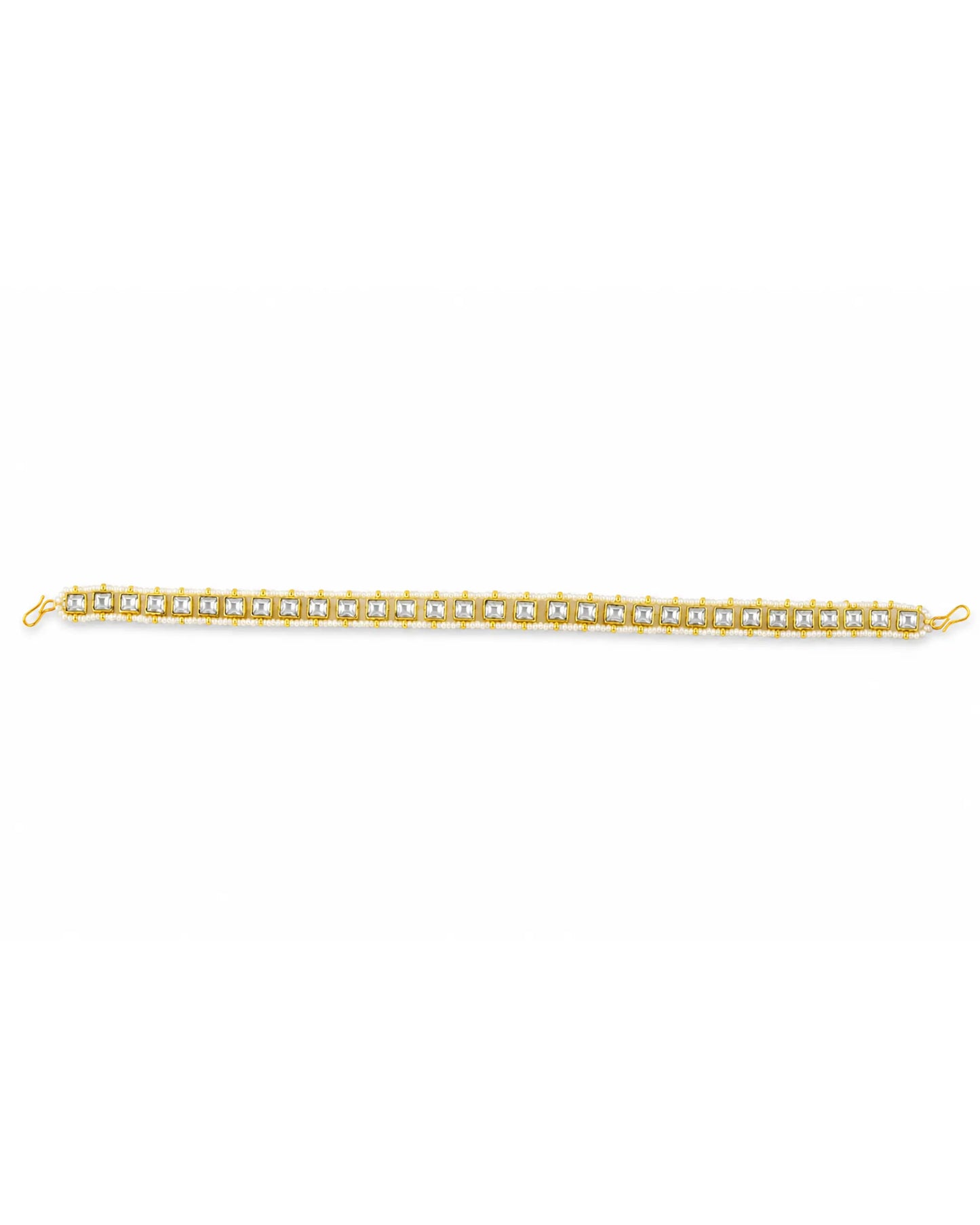 Handmade Gold-Plated Kundan Pearl Bridal Sheeshpatti Maang Tikka Headpiece Jewelry For Wife