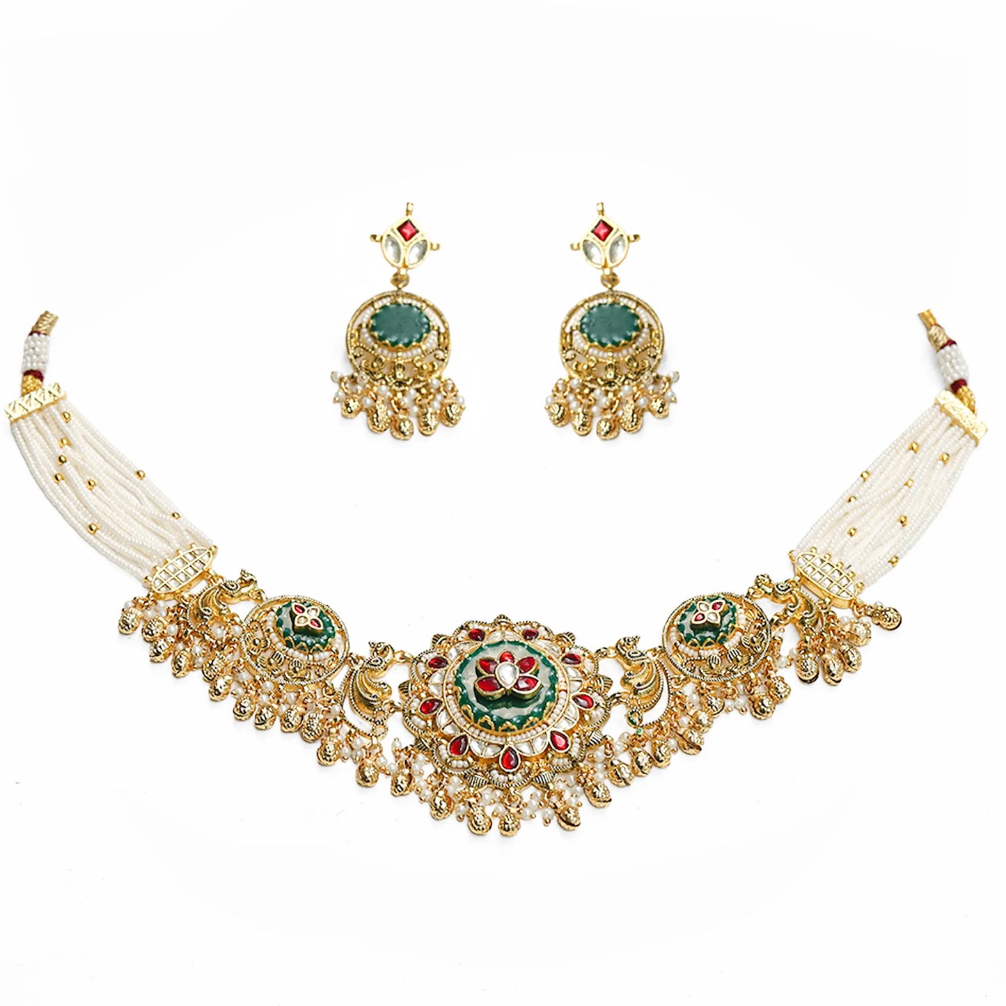 Pearl Multi-Strand Polki Bridal Choker Set