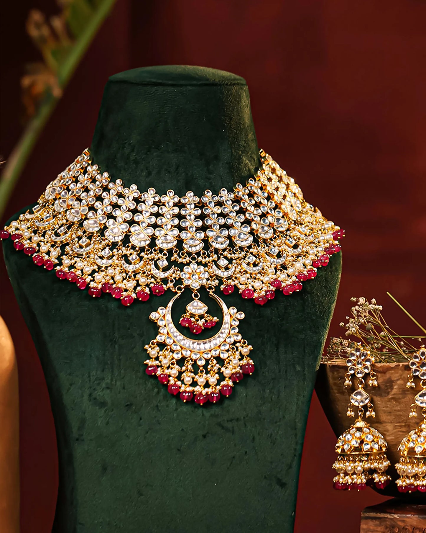 Royal Pink Kundan Gold Plated Choker – Indian Bridal Jewelry Set Necklace