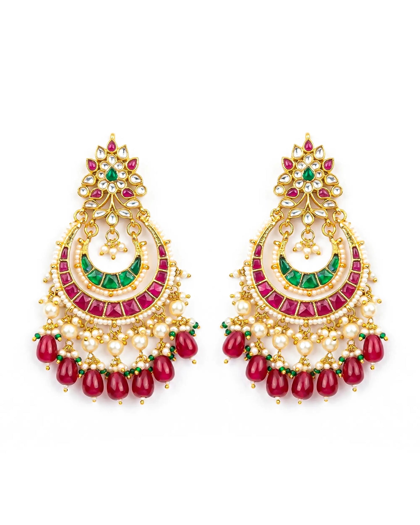 Gold Plated Mother of Pearl Chandbali Earrings