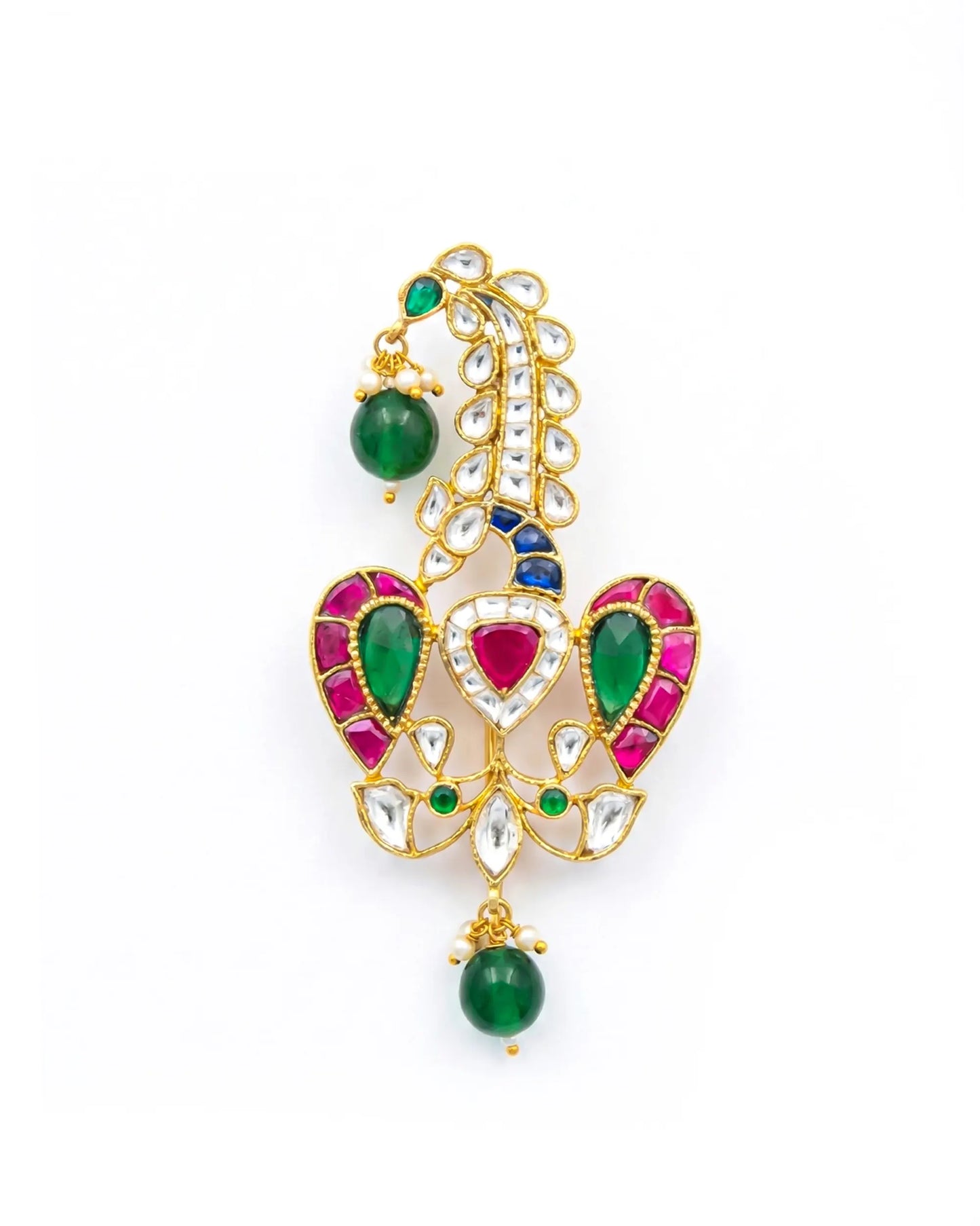 Peacock Rajwadi Kalingi, Gold-Plated Groom Safa, Kundan Polki Jewelry