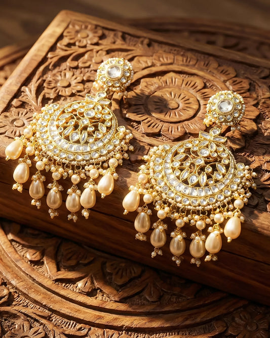Polki Mother of Pearl Chandbali Earrings