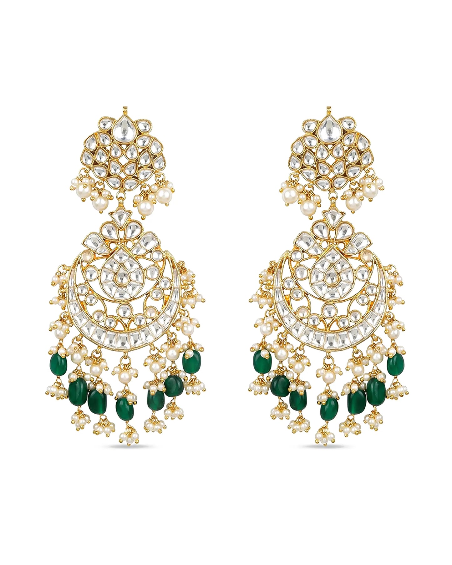 18K Gold Plated Jadau Chandbali Earrings