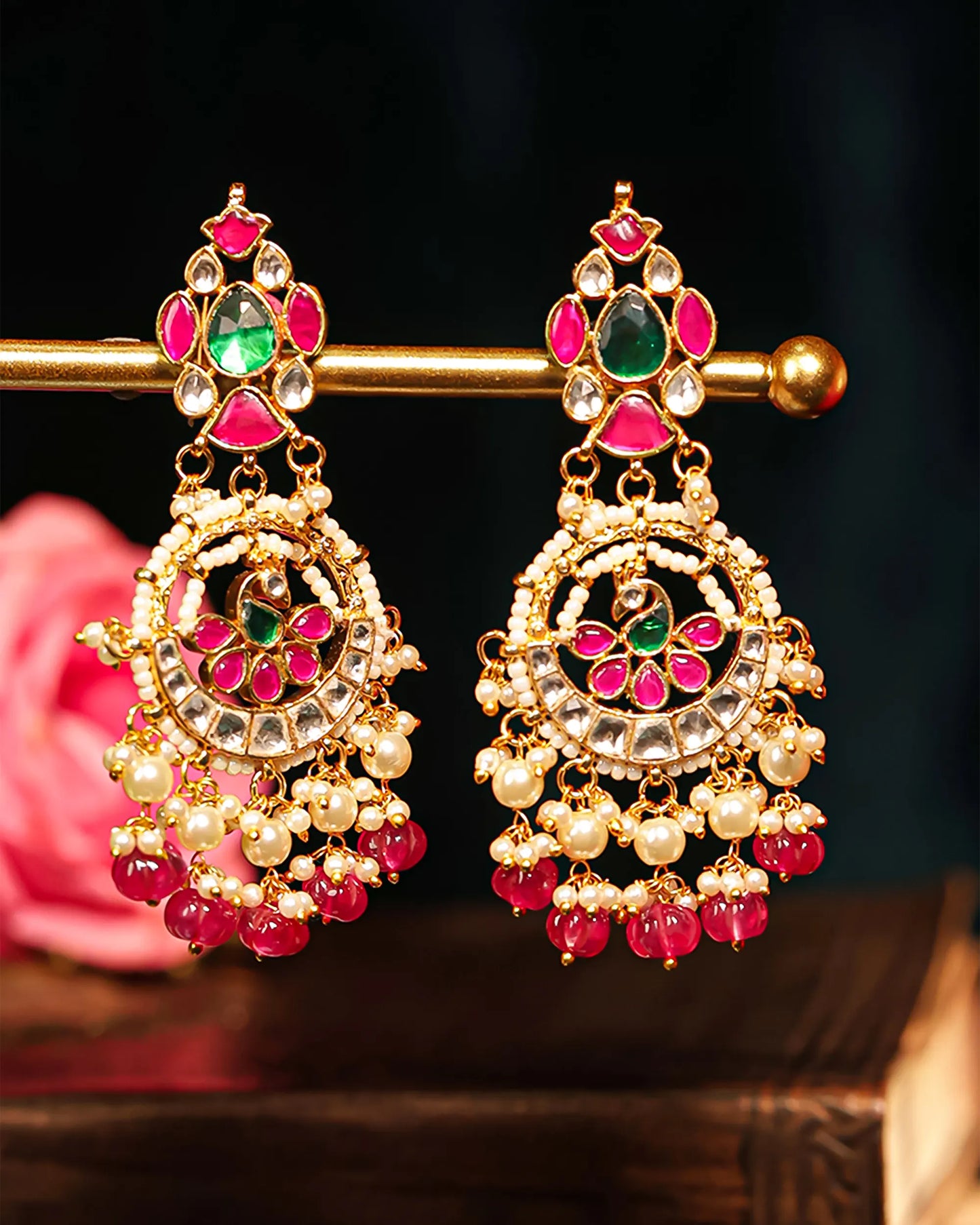 Kundan Choker Set with Pink & Green Stones – Gold Plated Indian Jewelry