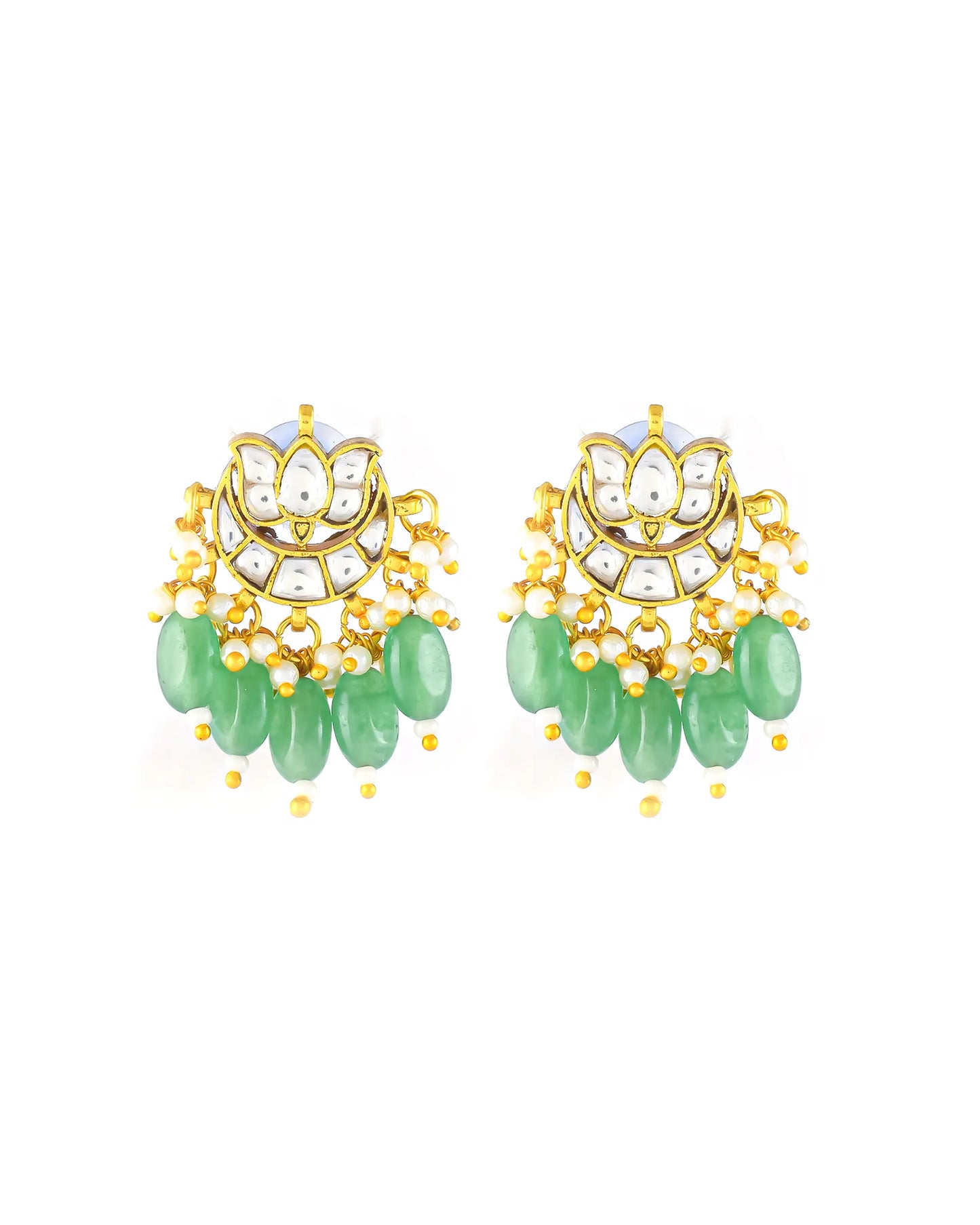 Green Kundan Bridal Necklace Set, Multi Layer Pearl Indian Wedding Jewelry, Gold Statement Necklace Earrings, Traditional Bridal Jewelry Set