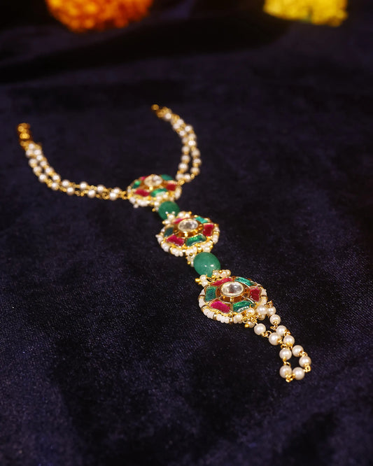 Kundan Pearl Hathphool Hand Harness