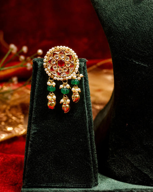 Handmade Kundan Choker Necklace Set, Pearl Beaded Indian Bridal Jewelry, Green Ruby Meenakari Choker, Traditional Wedding Necklace