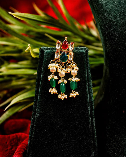 Kundan Pearl Choker Necklace Set, Green Ruby Bridal Jewelry, Indian Wedding Choker, Meenakari Necklace Set, Traditional Ethnic Jewelry