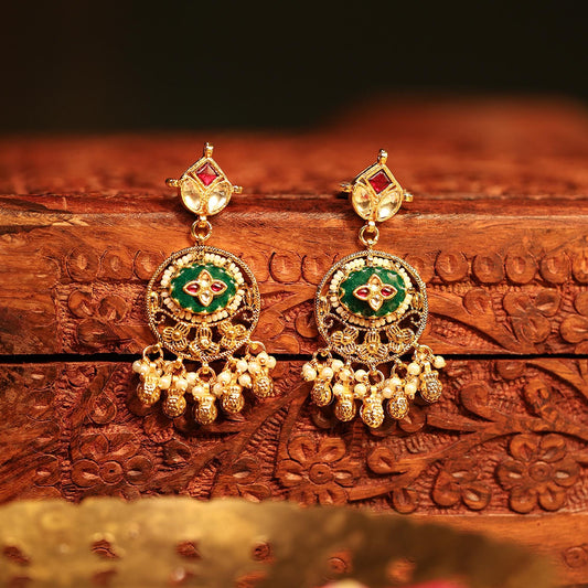 Bridal Choker Necklace Set with Jhumka Earrings, Pearl Multi Strand Indian Wedding Jewelry, Polki Gold Choker, Ethnic Bridal Jewelry Set