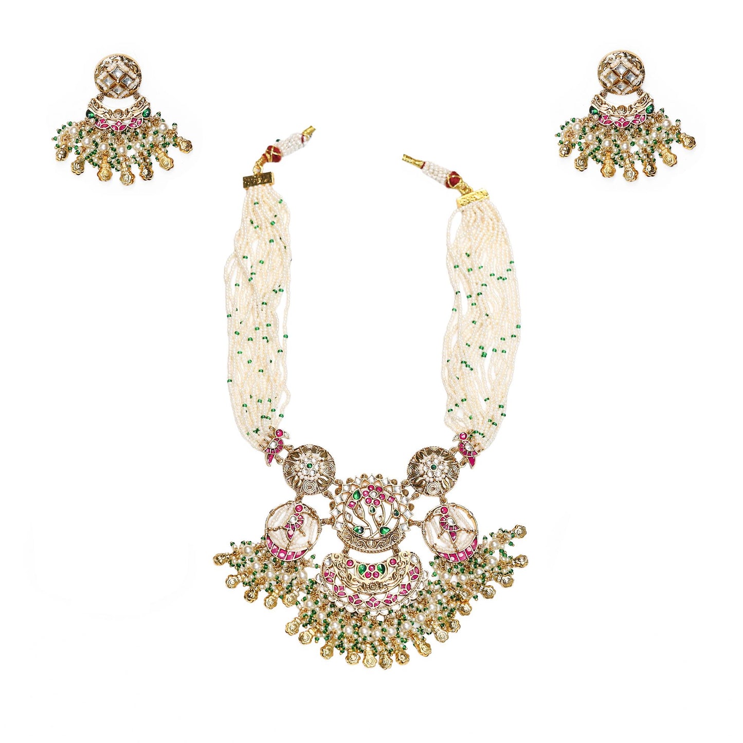 Gold Plated Kundan Meenakari Choker Necklace Set with Earrings, Indian Bridal Jewelry Gift for Her