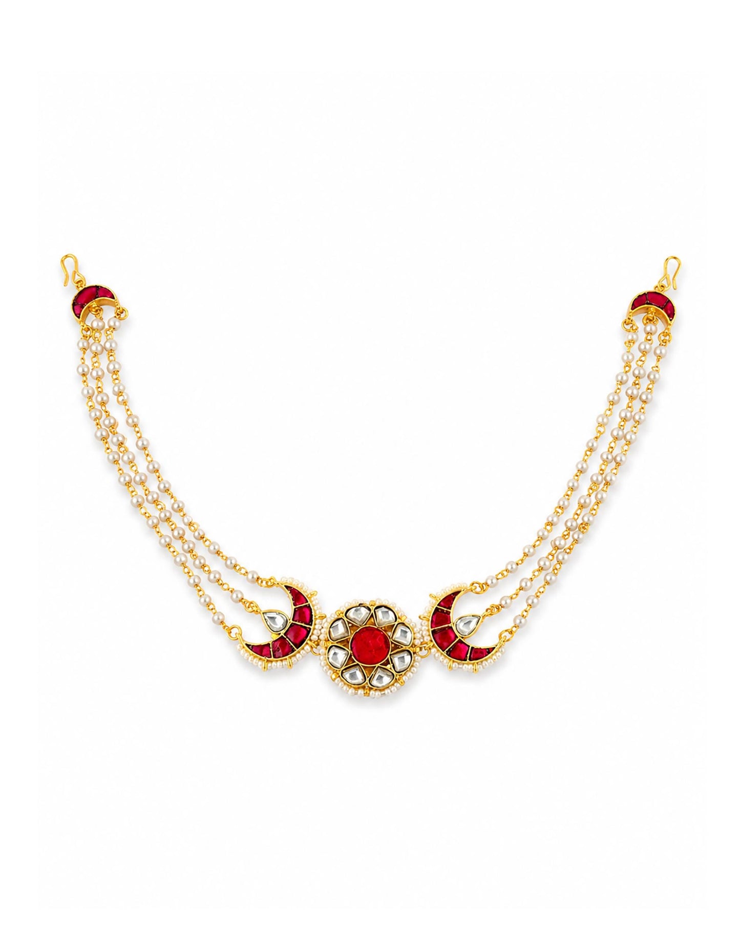 Kundan Sheeshpatti Matha Patti with Pearls, Bridal Head Jewelry, Indian Wedding Headpiece Jewelry