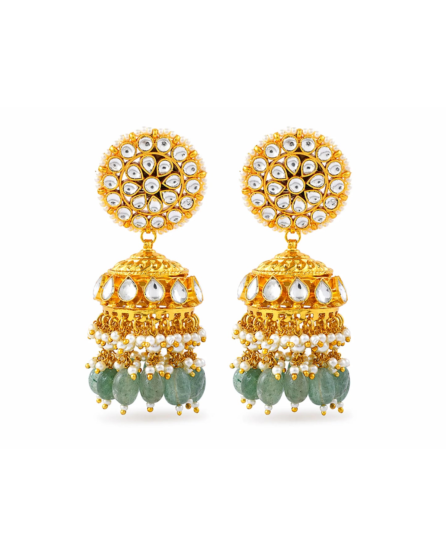 Kundan Choker Necklace Set Gold Plated Green Bead Bridal Jewelry, Indian Wedding Necklace Set with Jhumka Earrings, Ethnic Jewelry