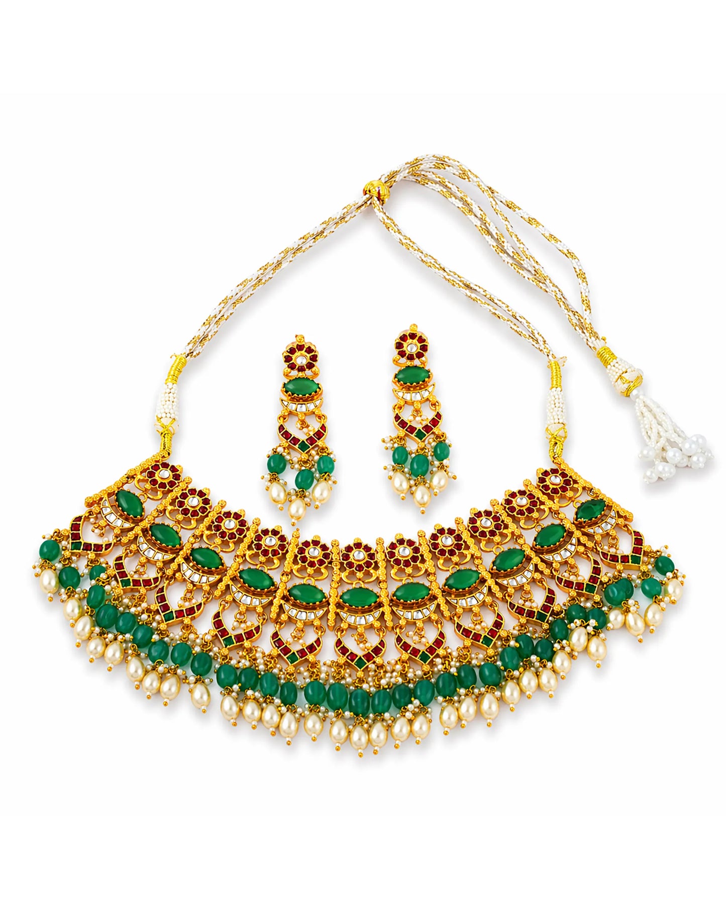 Green Kundan Choker Necklace Set, Indian Bridal Jewelry Set, Gold Plated Pearl Necklace, Pakistani Wedding Jewelry, Statement Choker Gifts