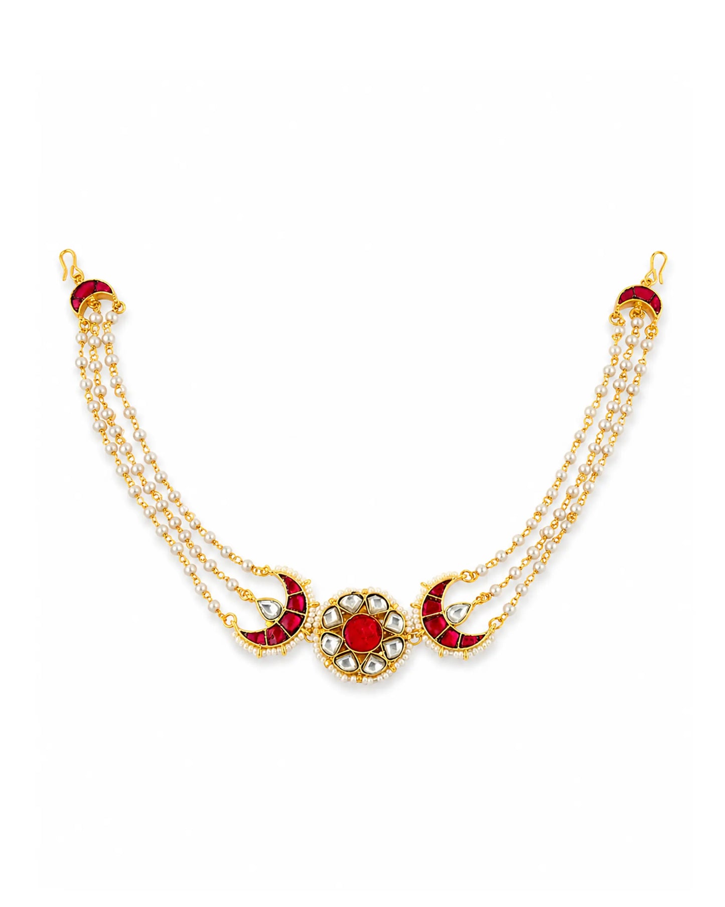 Kundan Sheeshpatti Matha Patti with Pearls, Bridal Head Jewelry, Indian Wedding Headpiece Jewelry