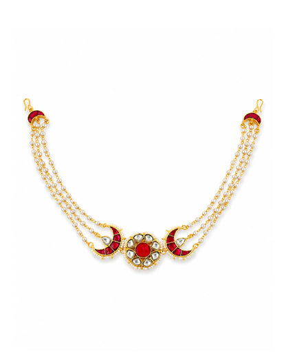 Kundan Sheeshpatti Matha Patti with Pearls, Bridal Head Jewelry, Indian Wedding Headpiece Jewelry