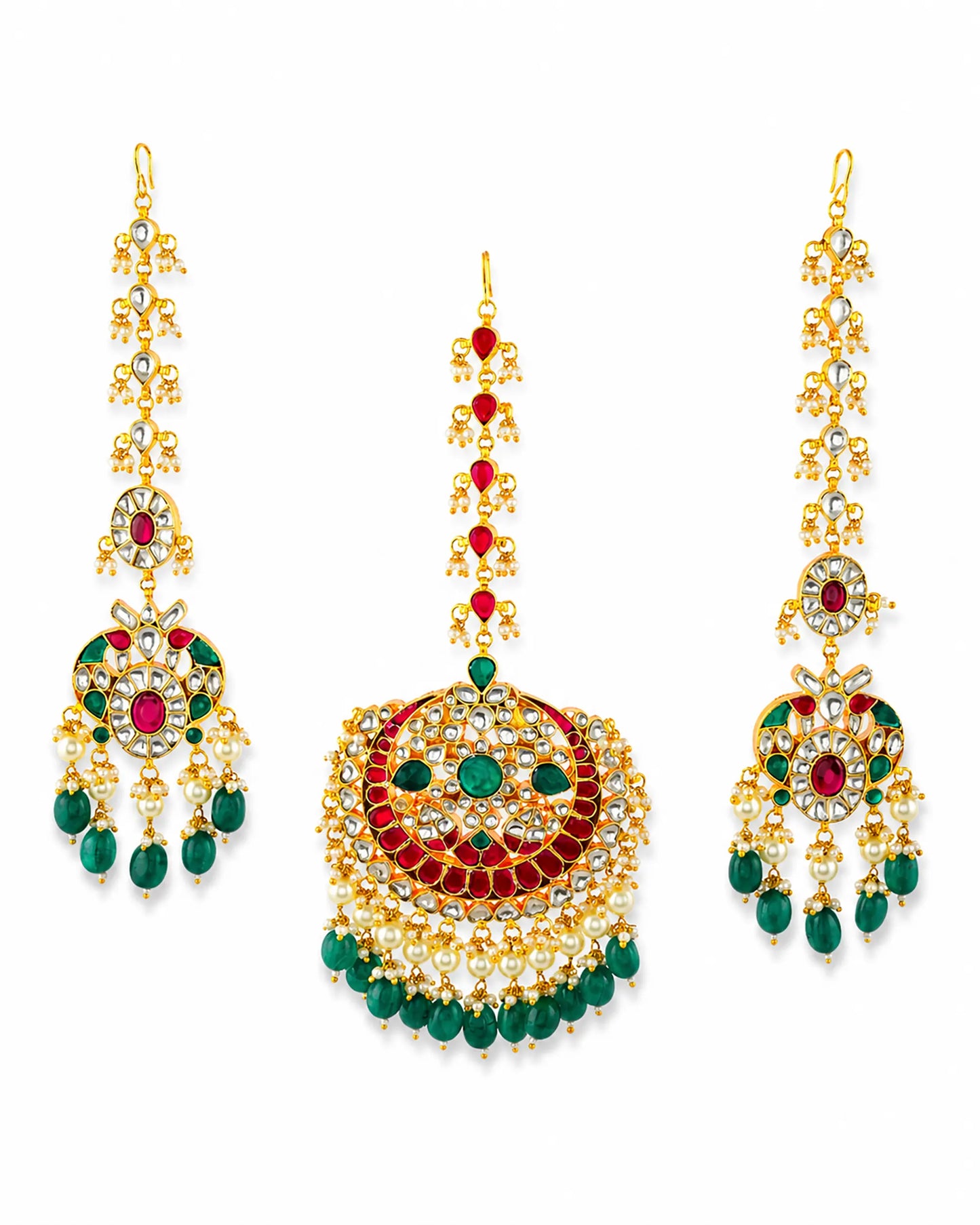 Kundan Chandbali Maang Tikka with Earrings Set