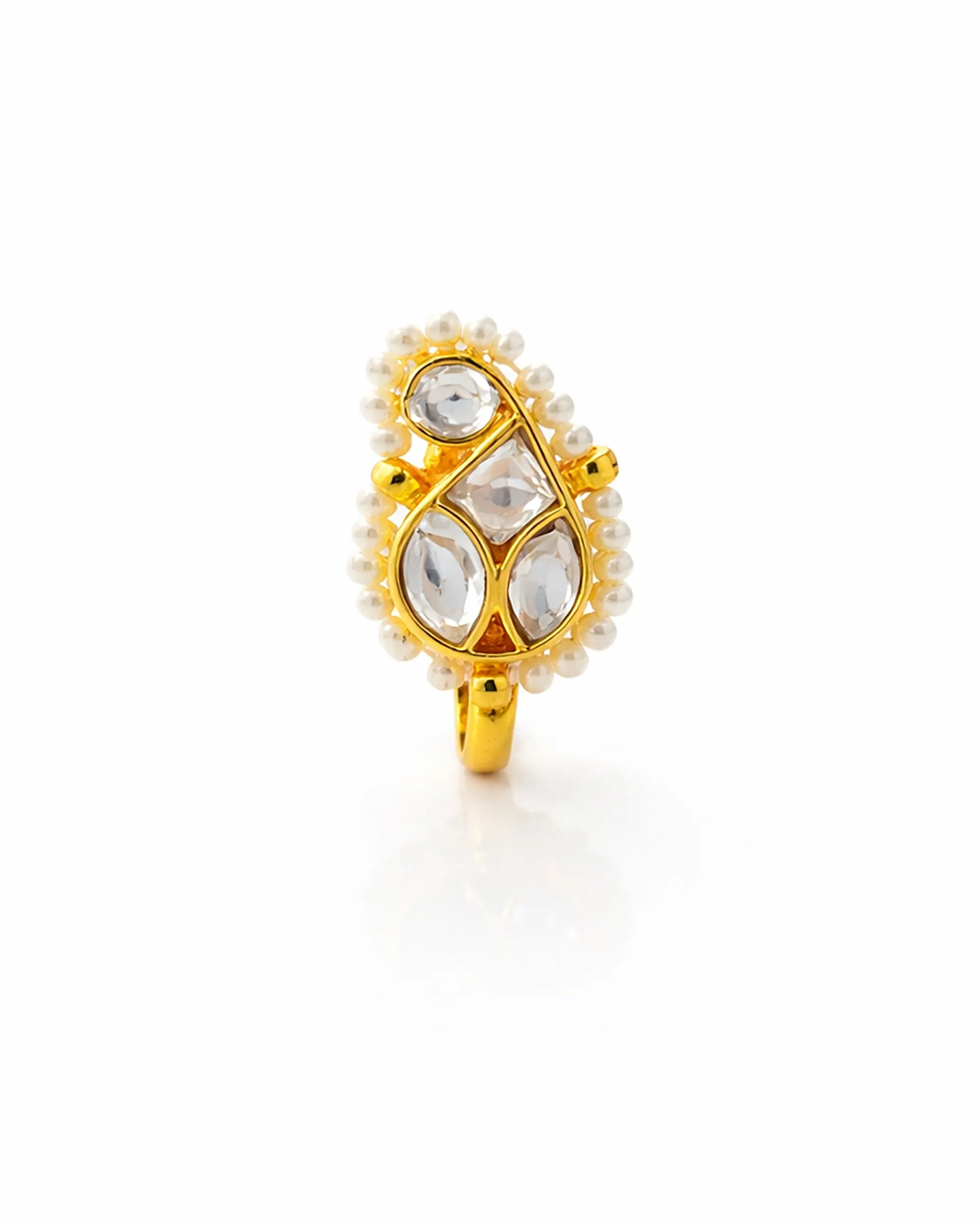 Kundan Pearl Nose Pin for Women