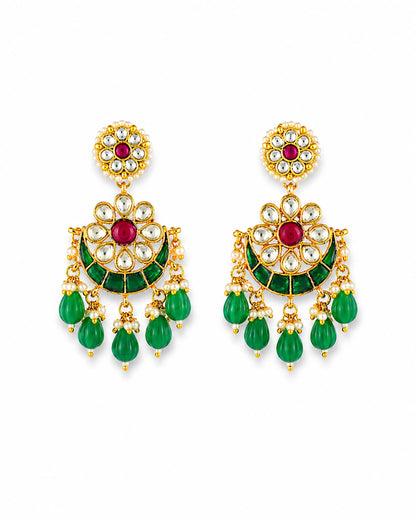 Gold Plated Polki Chandbali Earrings Bridal Jewelry