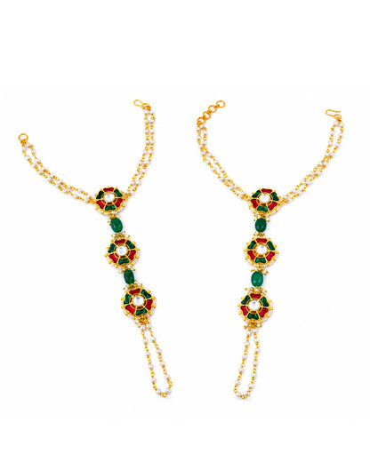 Kundan Pearl Hathphool Hand Harness