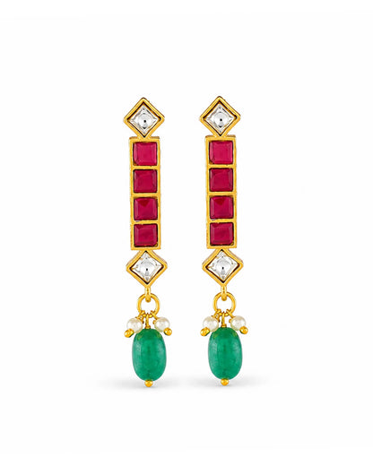 Handcrafted Kundan Choker Set  Pearl Necklace, Green Bead Earrings, Gold Plated Bridal Jewelry Gift