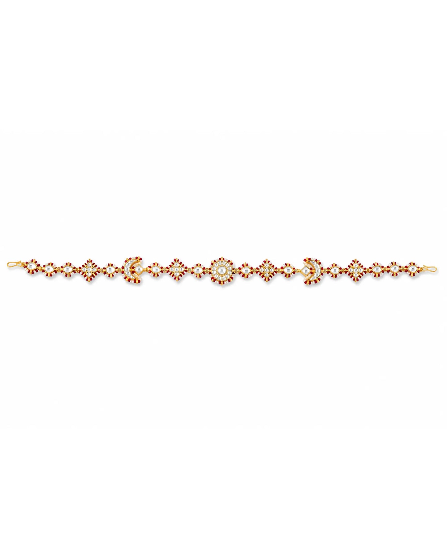 Kundan Sheeshpatti Headpiece with Pearls, Gold Ruby Bridal Jewelry, Wedding Hair Accessory Jewelry