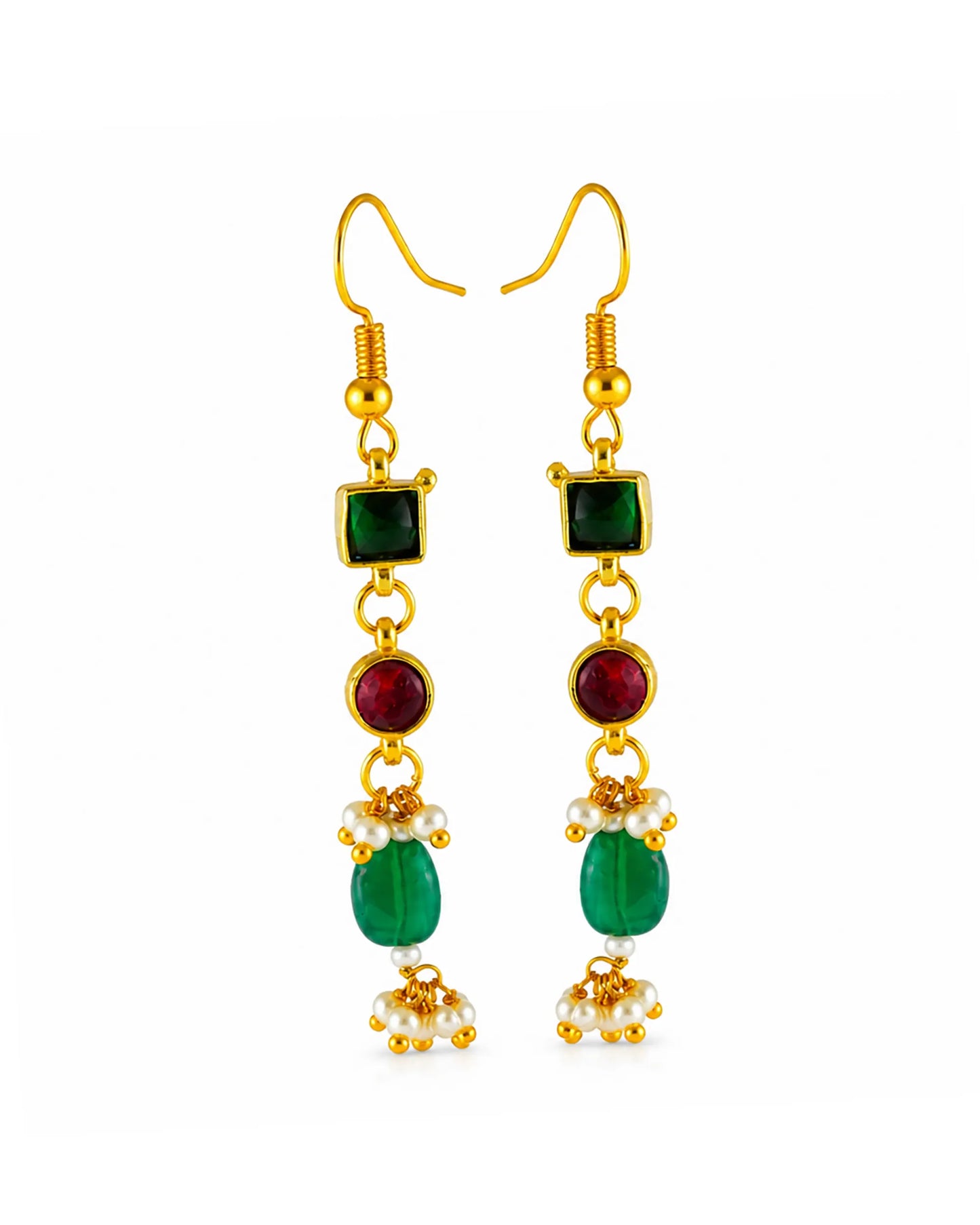 Traditional Kundan Choker Necklace Set with Earrings, Red Green Bridal Jewelry Set, Indian Wedding Necklace, Gold Statement Choker