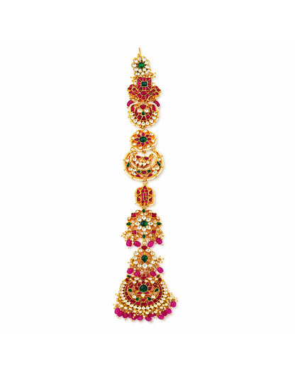 South Indian Bridal Hair Choti Jewelry Temple Kundan Accessory