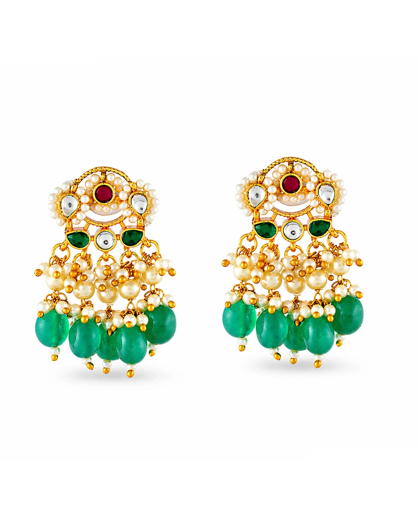 Green Bridal Choker Necklace Set, Indian Gold Tone Kundan Pearl Jewelry, Temple Wedding Necklace, Statement Ethnic Jewelry Set for Women