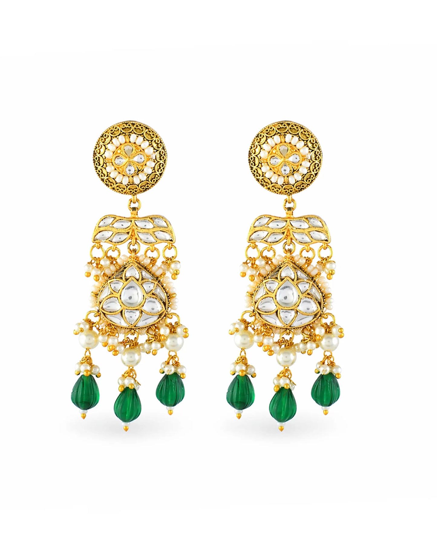 Royal Green Kundan Pearl Bridal Necklace Set, Indian Wedding Jewelry Set, Traditional Meenakari Choker with Earrings, Bridal Necklace