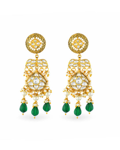 Royal Green Kundan Pearl Bridal Necklace Set, Indian Wedding Jewelry Set, Traditional Meenakari Choker with Earrings, Bridal Necklace