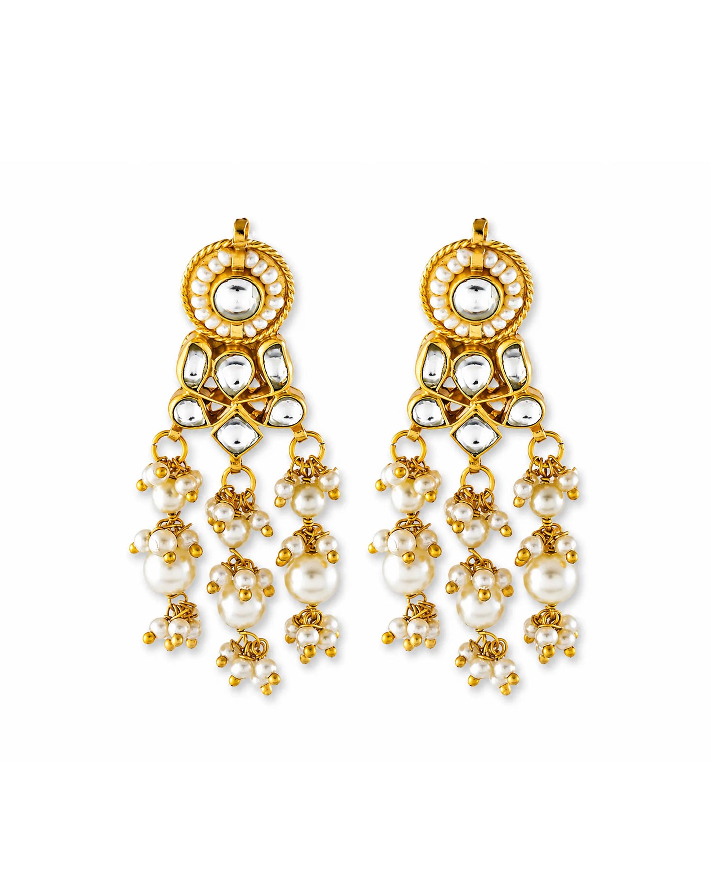 White Kundan Bridal Choker Set  Gold Plated Necklace & Earrings, Indian Wedding Jewelry, Traditional Polki Style Set