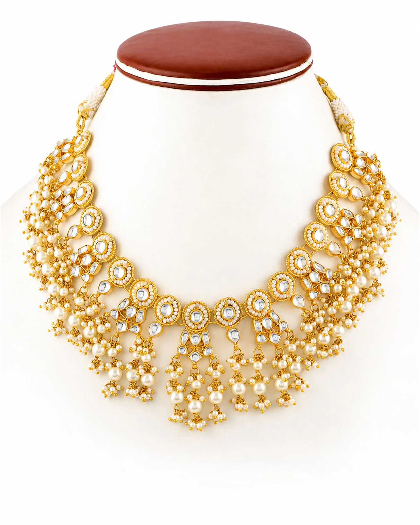 White Kundan Bridal Choker Set  Gold Plated Necklace & Earrings, Indian Wedding Jewelry, Traditional Polki Style Set