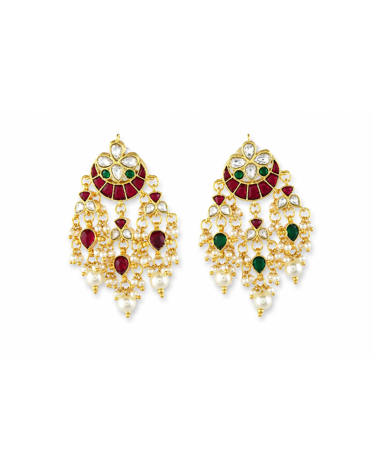 Gold Plated Pearl Drop Chandbali Earrings