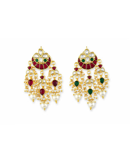 Gold Plated Pearl Drop Chandbali Earrings