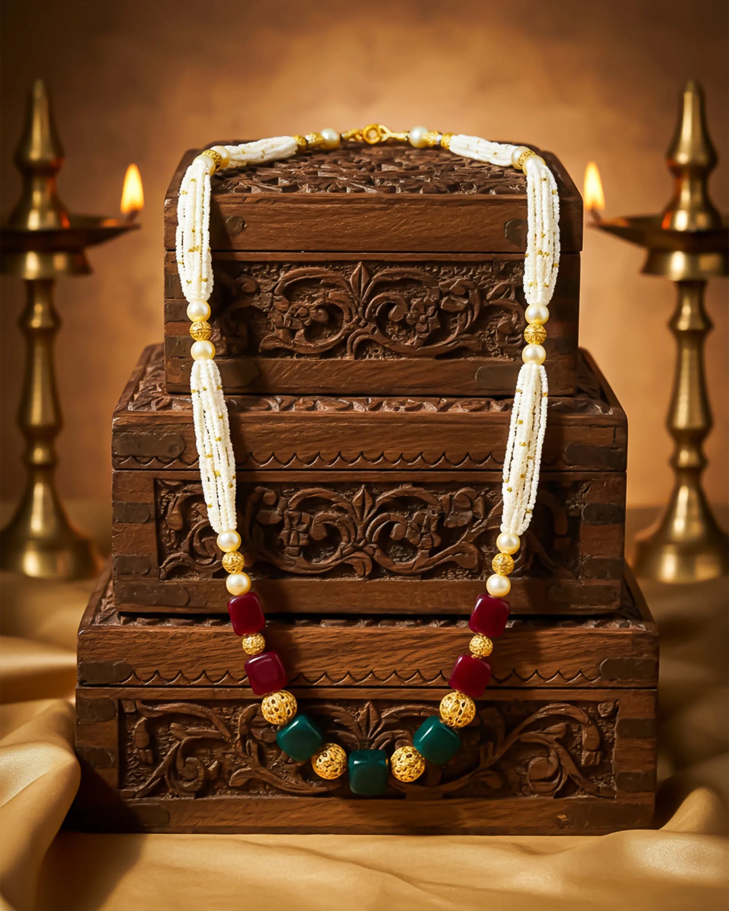 Traditional Groom Pearl Mala Necklace, Indian Wedding Baraat Jewelry