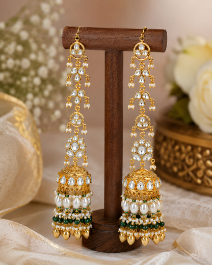 Gold Plated Kundan Polki Jhumka Earrings
