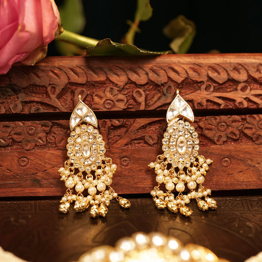 Pearl Kundan Choker Necklace Set with Earrings, Indian Bridal Jewelry, White Stone Choker, Traditional Wedding Jewelry, Gold Necklace