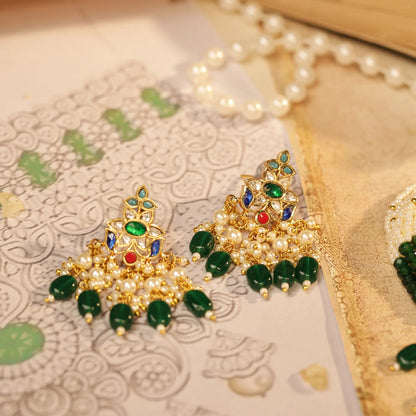 Green Kundan Choker Necklace Set – 18K Gold Plated Bridal Jewelry