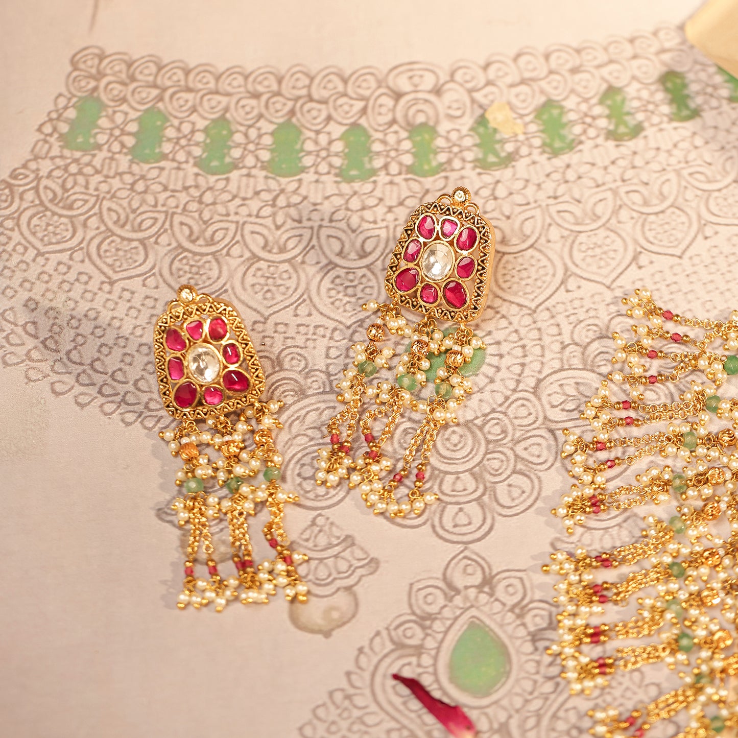 Indian Bridal Pink Kundan Choker Set – Wedding Necklace & Earrings Jewelry