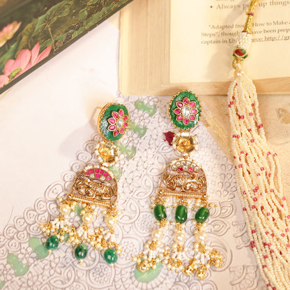 Multicolor Indian Bridal Choker Necklace Set, Festive Statement jewelry