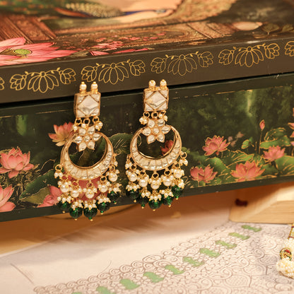 Green Kundan Bridal Choker Necklace Set with Earrings Jewelry