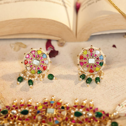 Multicolor Kundan Bridal Choker Necklace Set – for Brides Jewelry