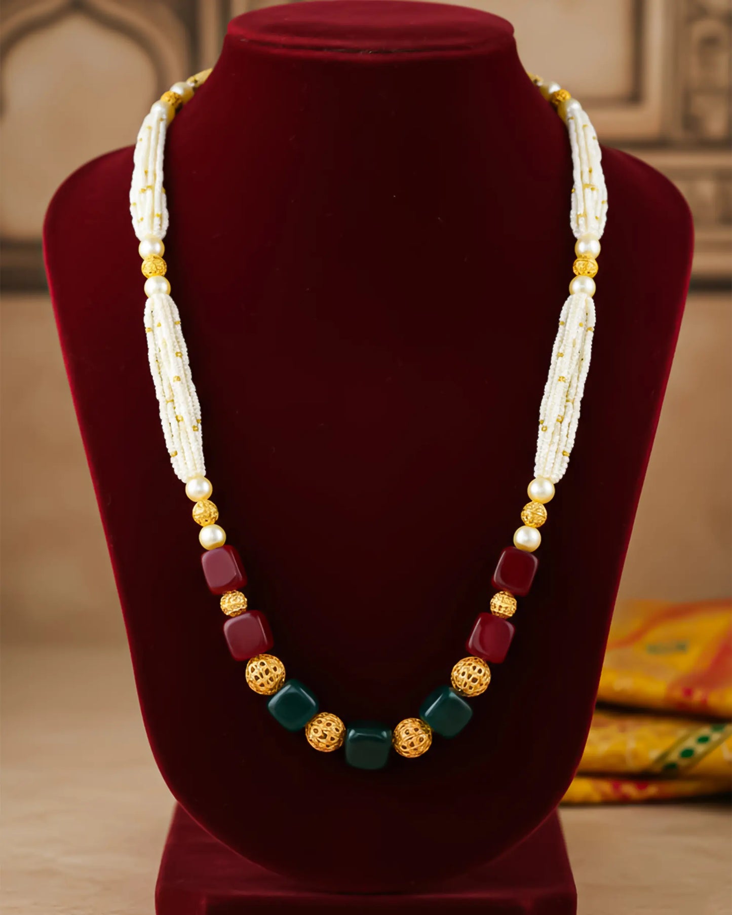 Traditional Groom Pearl Mala Necklace, Indian Wedding Baraat Jewelry