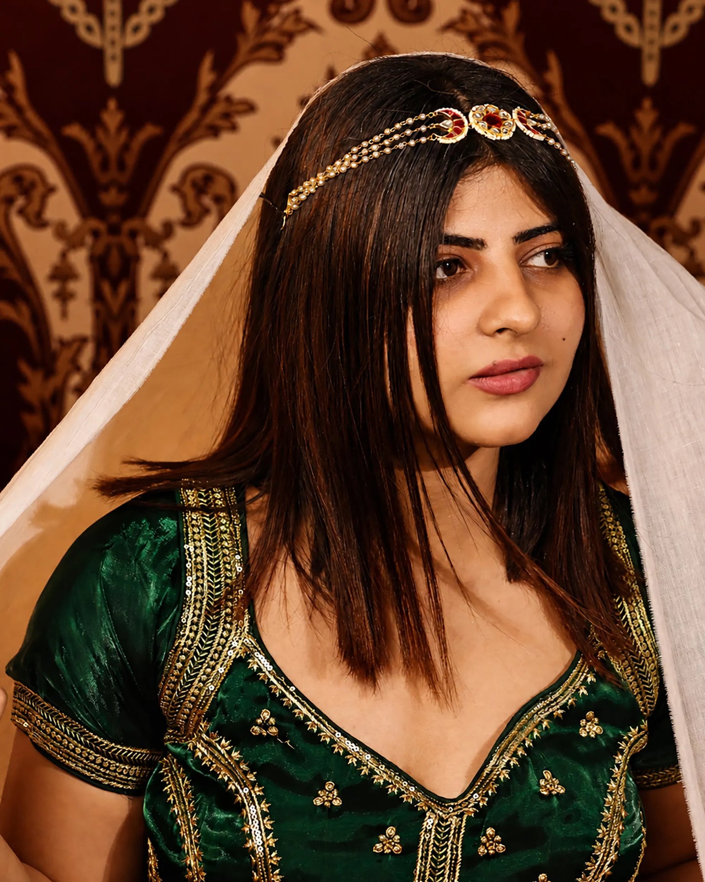 Kundan Sheeshpatti Matha Patti with Pearls, Bridal Head Jewelry, Indian Wedding Headpiece Jewelry