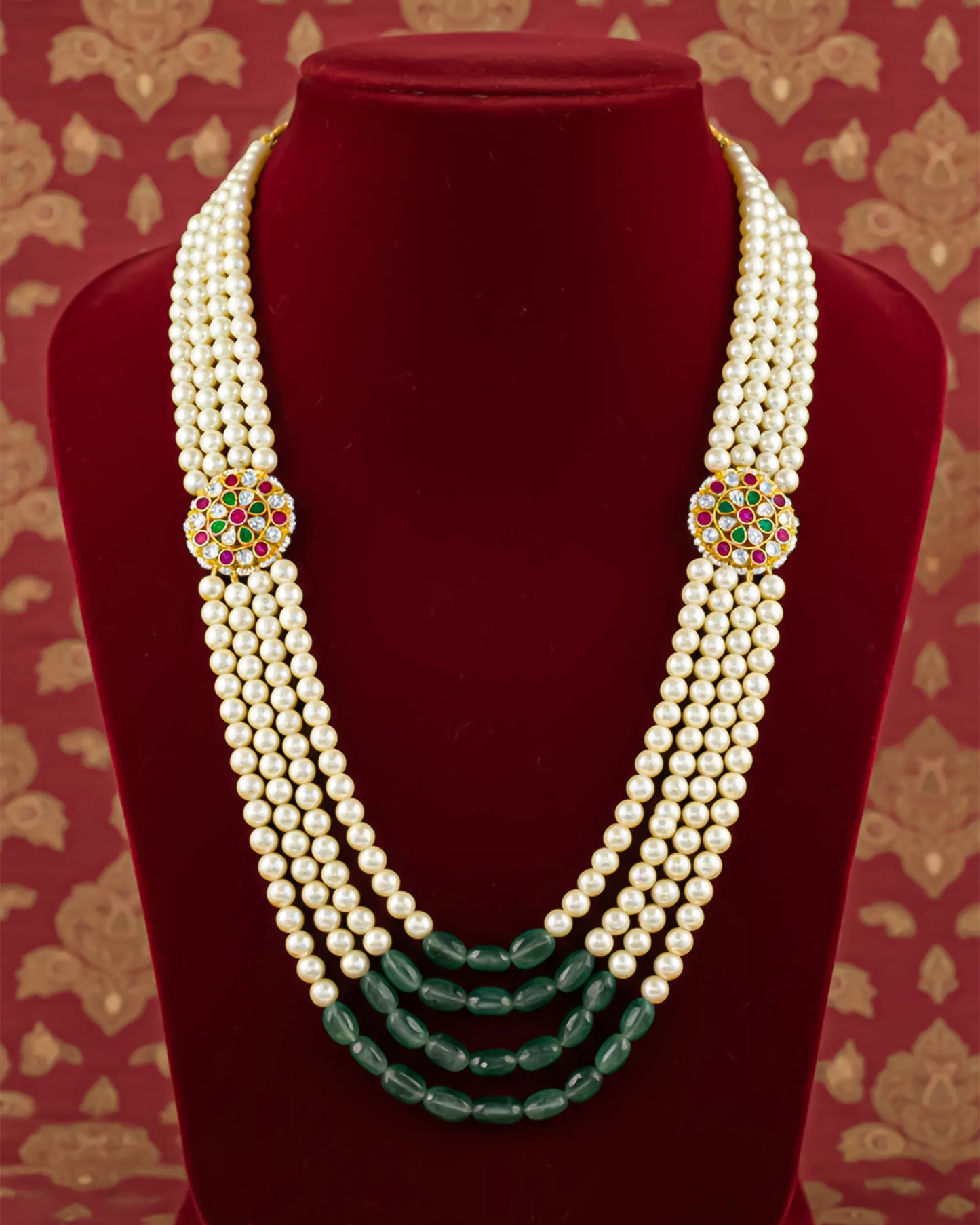 Multi Layer Pearl Groom Mala Necklace, Traditional Indian Wedding Jewelry
