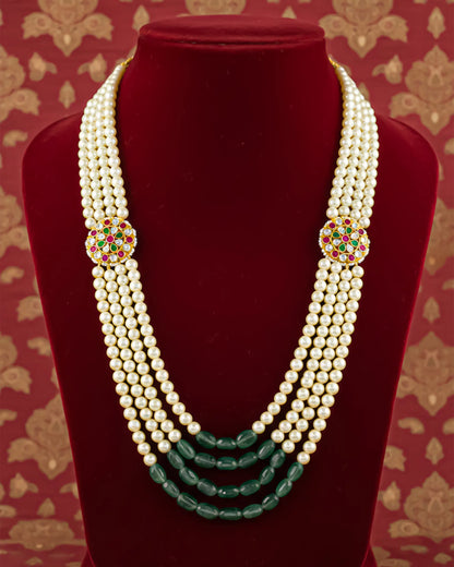 Multi Layer Pearl Groom Mala Necklace, Traditional Indian Wedding Jewelry