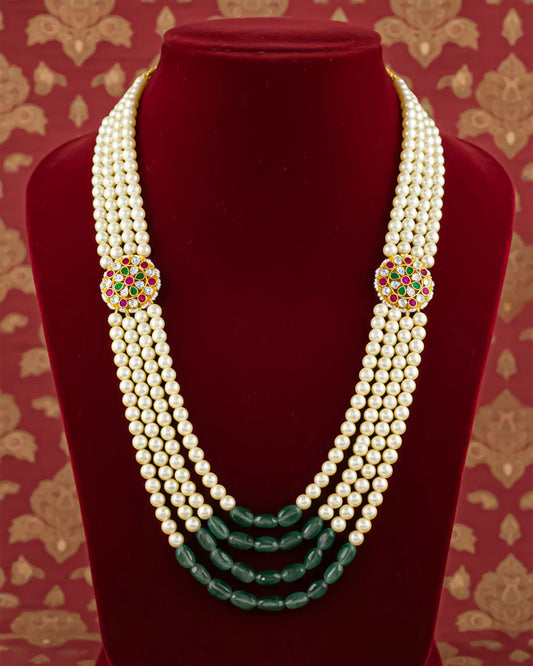 Multi Layer Pearl Groom Mala Necklace, Traditional Indian Wedding Jewelry